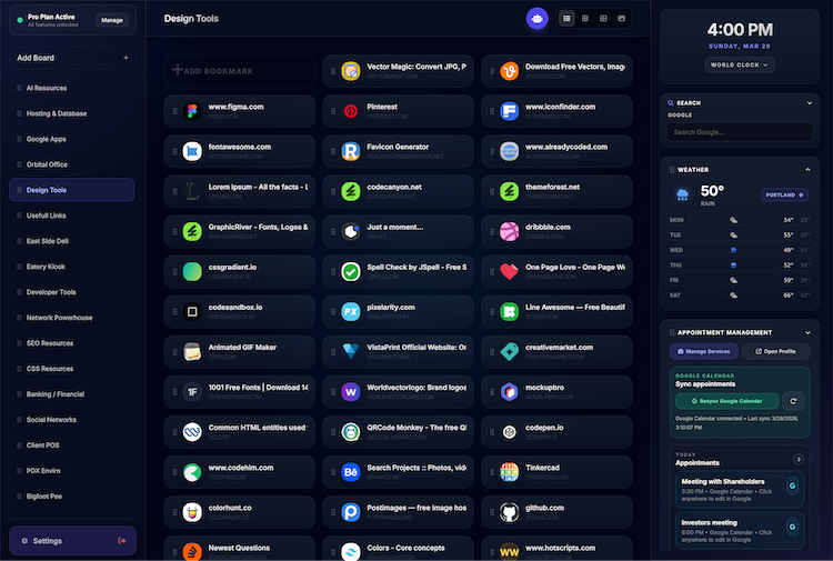 Orbital Office bookmark manager dashboard