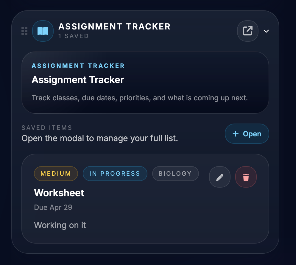 Orbital Office assignment tracker screenshot