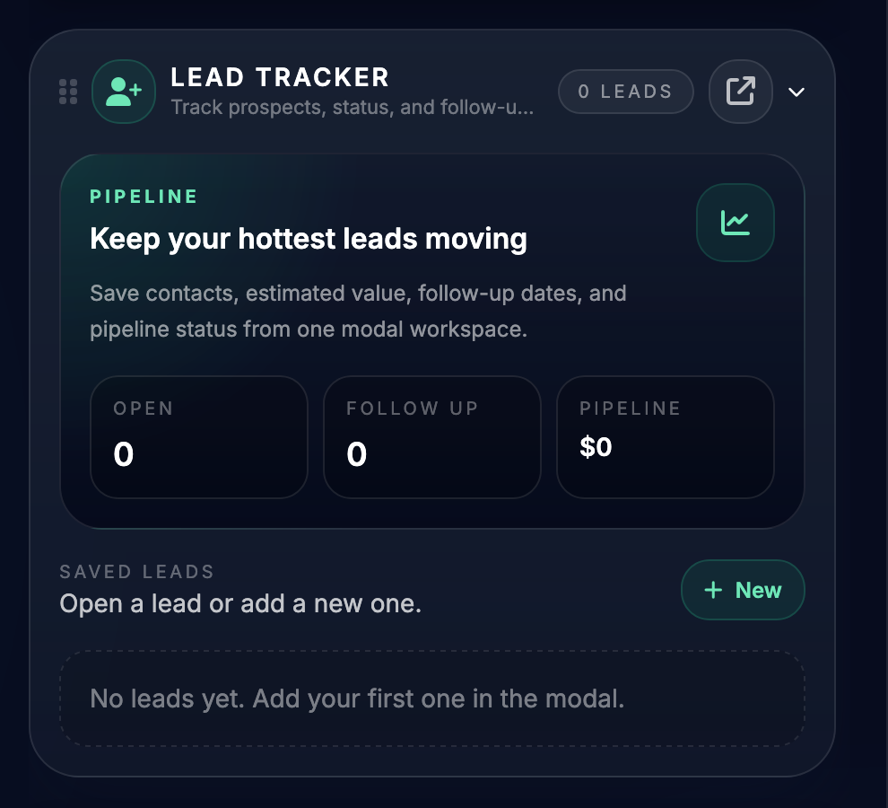 Lead tracker screenshot