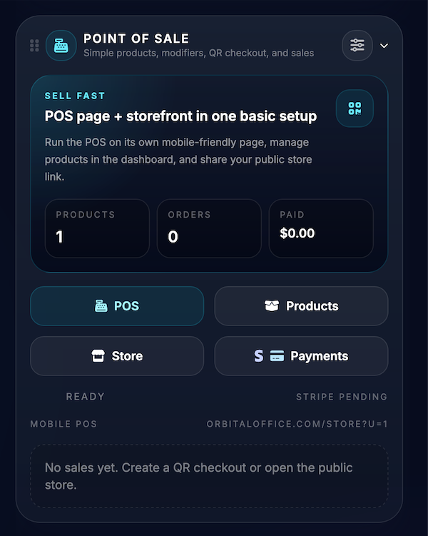 Orbital Office point of sale screenshot