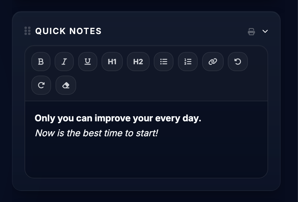 Quick notes widget