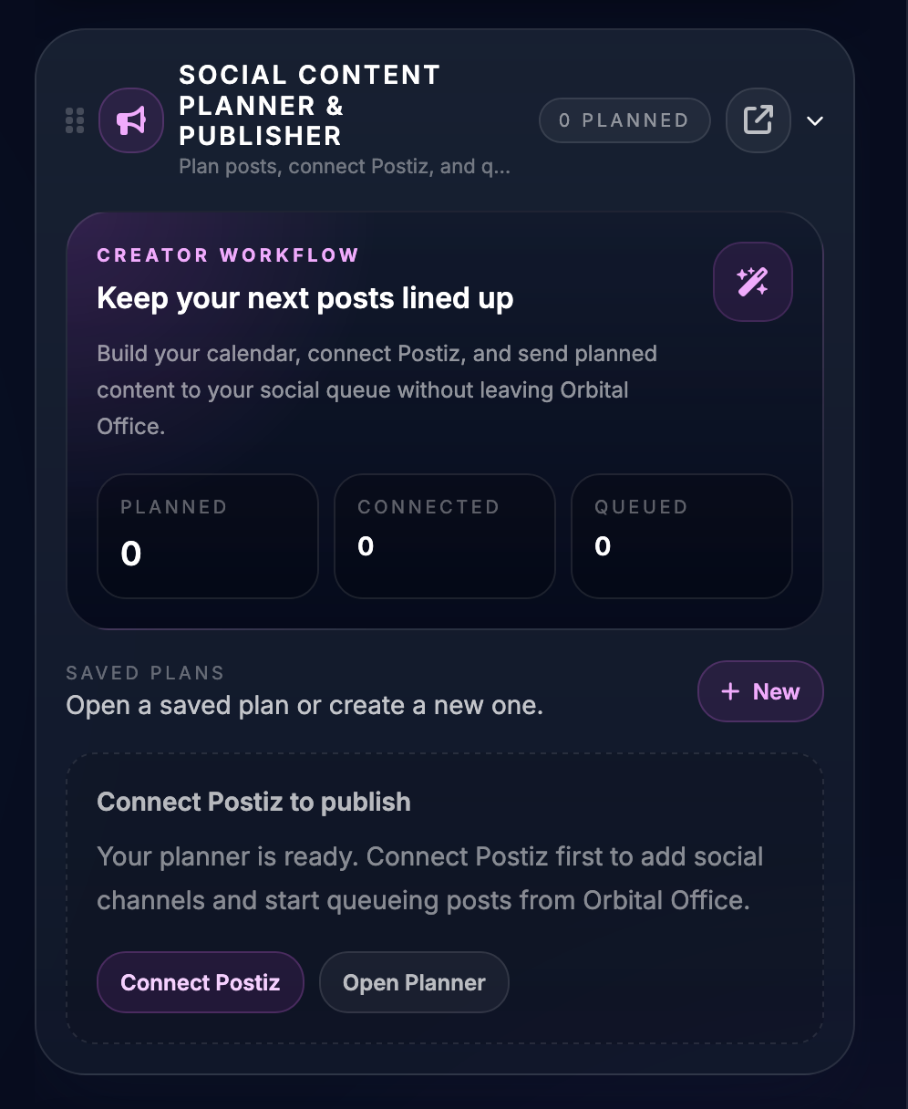 Social planner screenshot