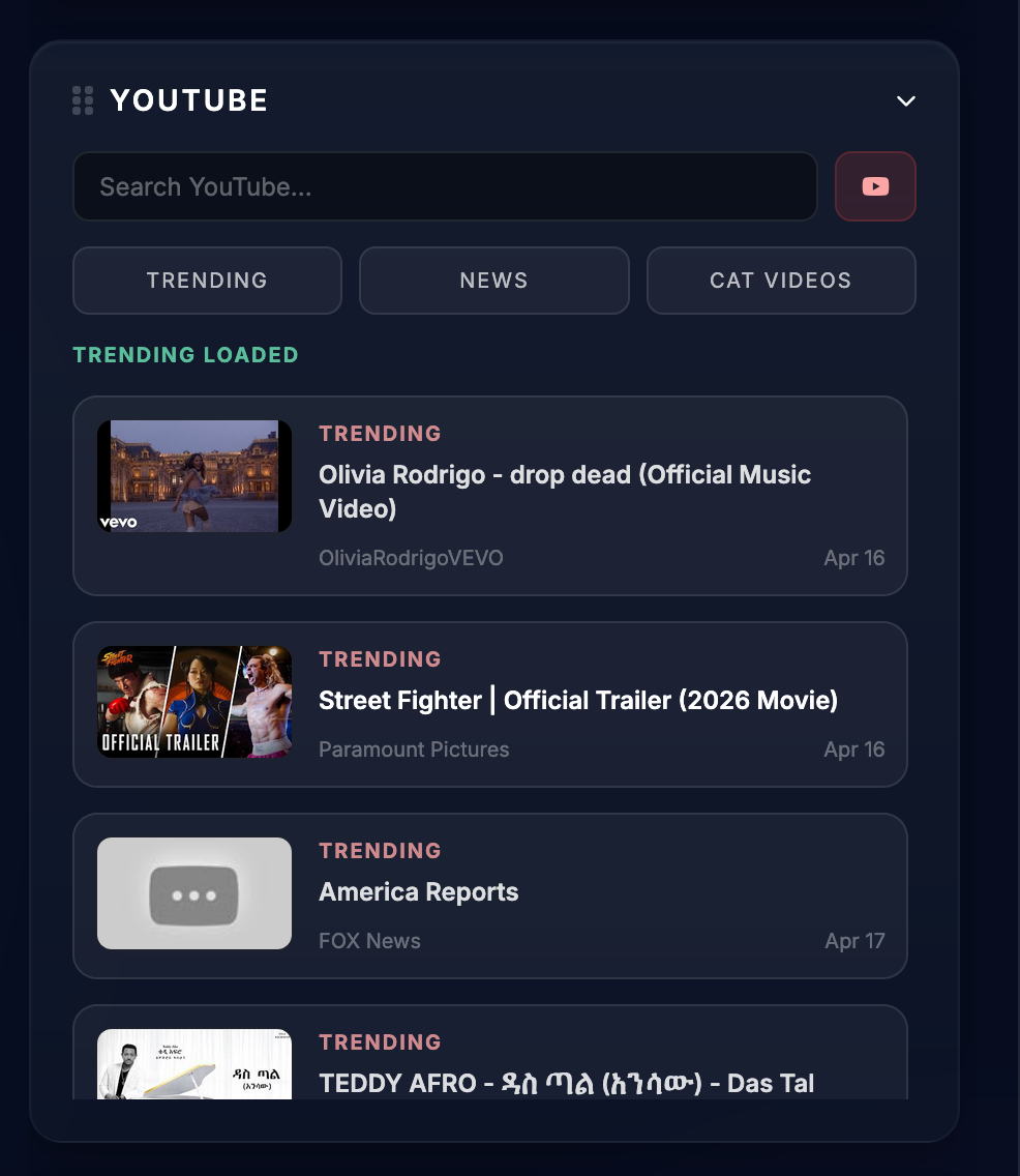 YouTube widget