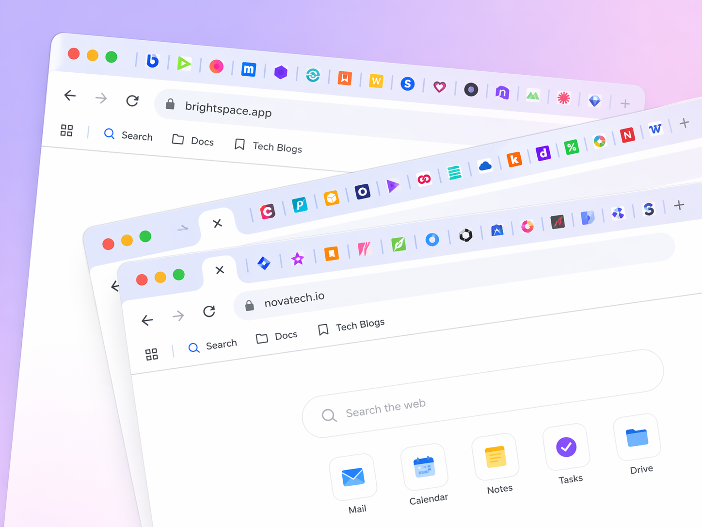 Orbital Office dashboard used as a tab manager alternative