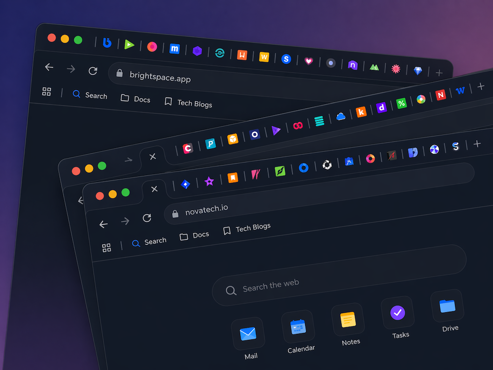 Orbital Office workspace and side widgets